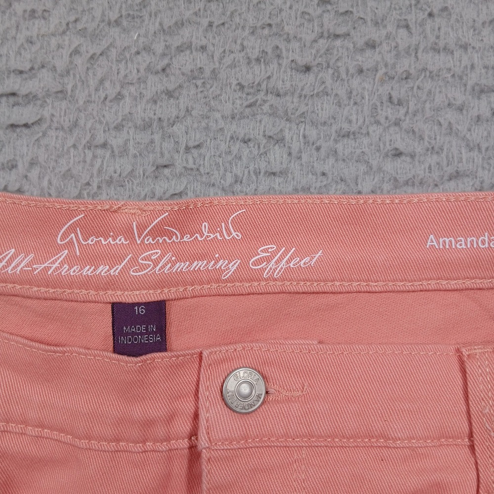 Gloria Vanderbilt Amanda Women's 16 Coral Cropped‎ Jeans Slimming Effect - Picture 3 of 7